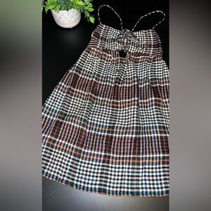Urban Outfitters preppy  brown & black plaid weave dress NWT Size Small